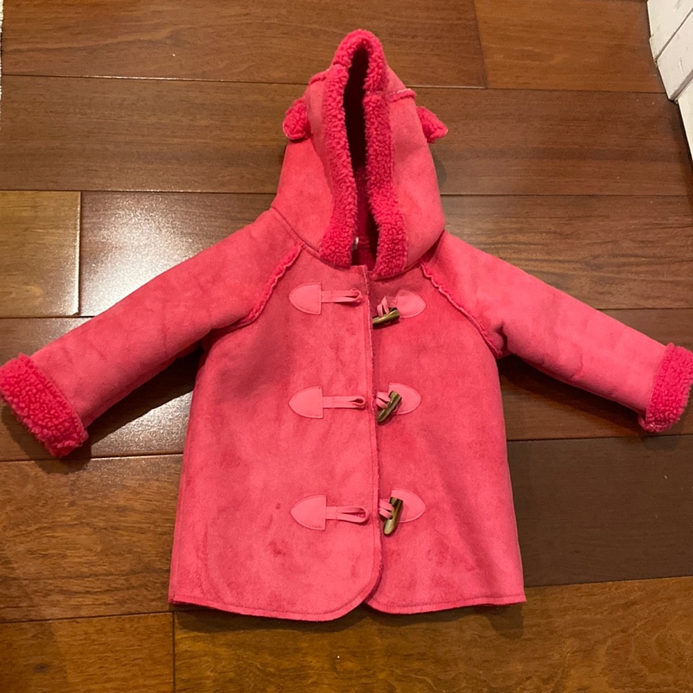 Benetton Kids Baby Girl Pink Fleece Faux Shearling Coat 6-9M